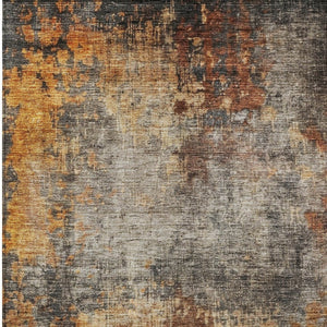 Homeroots 3' Stylish Copper Terra Cotta And Black Abstract Washable Area Rug For Indoor And Outdoor Use 10' X 14' Polyester 606103