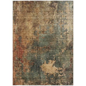 Homeroots 3' Abstract Sage Tan And Copper Washable Area Rug For Indoor And Outdoor Comfort And Style 3' X 5' Polyester 606104