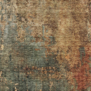 Homeroots 3' Abstract Sage Tan And Copper Washable Area Rug For Indoor And Outdoor Comfort And Style 8' X 10' Polyester 606107