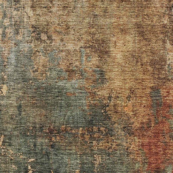Homeroots 3' Abstract Sage Tan And Copper Washable Area Rug For Indoor And Outdoor Comfort And Style 8' X 10' Polyester 606107