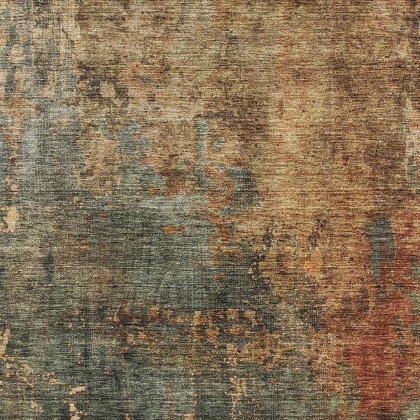 Homeroots 3' Abstract Sage Tan And Copper Washable Area Rug For Indoor And Outdoor Comfort And Style 9' X 12' Polyester 606108