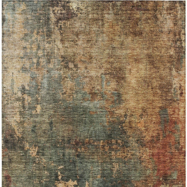 Homeroots 3' Abstract Sage Tan And Copper Washable Area Rug For Indoor And Outdoor Comfort And Style 10' X 14' Polyester 606109