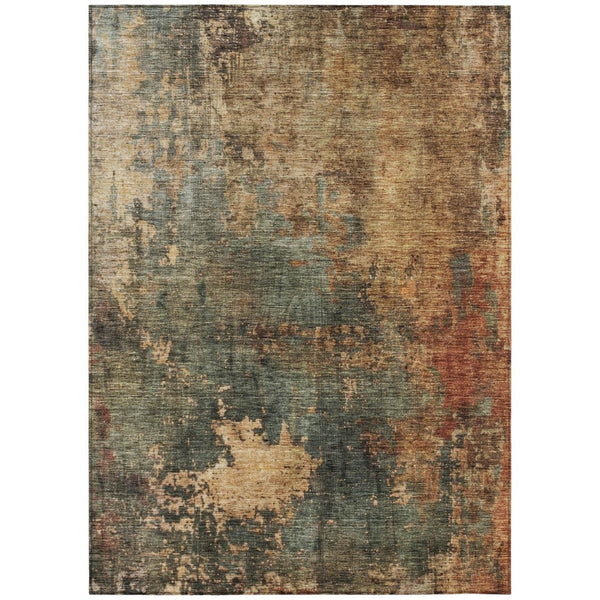 HomeRoots 5' Abstract Sage Tan and Copper Washable Area Rug for Indoor and Outdoor Use, Durable Design 10' X 14' 606109