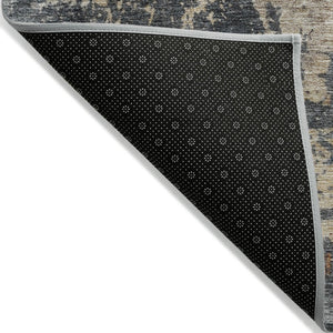 Homeroots 3' Khaki Gray And Copper Abstract Washable Area Rug - Stylish Indoor Outdoor Decor For Any Space 5' X 8' Polyester 606111