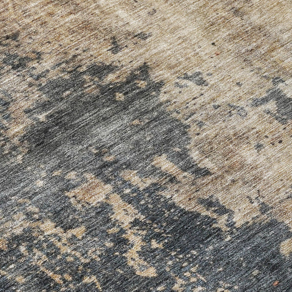 Homeroots 3' Khaki Gray And Copper Abstract Washable Area Rug - Stylish Indoor Outdoor Decor For Any Space 8' Round Polyester 606112