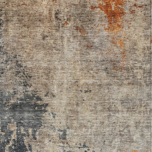 Homeroots 3' Khaki Gray And Copper Abstract Washable Area Rug - Stylish Indoor Outdoor Decor For Any Space 8' X 10' Polyester 606113