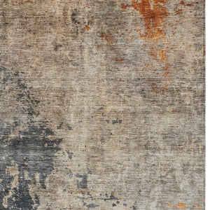Homeroots 3' Khaki Gray And Copper Abstract Washable Area Rug - Stylish Indoor Outdoor Decor For Any Space 9' X 12' Polyester 606114