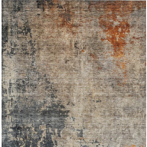 Homeroots 3' Khaki Gray And Copper Abstract Washable Area Rug - Stylish Indoor Outdoor Decor For Any Space 10' X 14' Polyester 606115