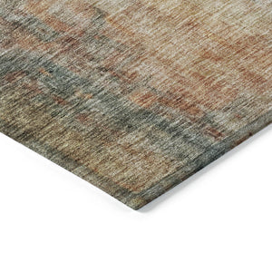 Homeroots 3' Tan Copper And Terra Cotta Abstract Washable Area Rug For Indoor And Outdoor Spaces, Durable Design 8' X 10' Polyester 606119