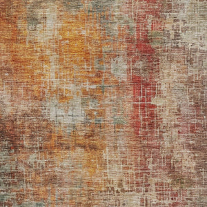 Homeroots 3' Tan Copper And Terra Cotta Abstract Washable Area Rug For Indoor And Outdoor Spaces, Durable Design 10' X 14' Polyester 606121