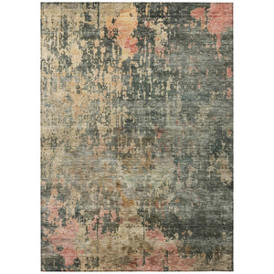 HomeRoots 5' Sage Gray and Pink Abstract Area Rug - Stylish, Washable, Indoor-Outdoor Design for Any Space 8' X 10' 606125