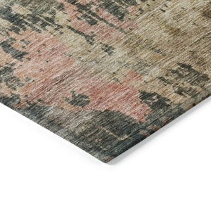 Homeroots 3' Stylish Sage Gray And Pink Abstract Washable Area Rug For Indoor And Outdoor Spaces, Durable Design 8' X 10' Polyester 606125