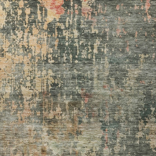 Homeroots 3' Stylish Sage Gray And Pink Abstract Washable Area Rug For Indoor And Outdoor Spaces, Durable Design 10' X 14' Polyester 606127