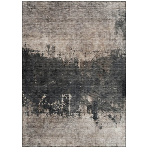 Homeroots 3' Taupe And Charcoal Abstract Washable Area Rug - Stylish, Durable Design For Indoor And Outdoor Use 3' X 5' Polyester 606128