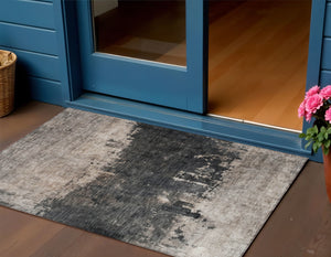 Homeroots 3' Taupe And Charcoal Abstract Washable Area Rug - Stylish, Durable Design For Indoor And Outdoor Use 3' X 5' Polyester 606128