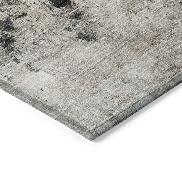 Homeroots 3' Taupe And Charcoal Abstract Washable Area Rug - Stylish, Durable Design For Indoor And Outdoor Use 5' X 8' Polyester 606129