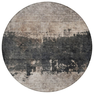 Homeroots 3' Taupe And Charcoal Abstract Washable Area Rug - Stylish, Durable Design For Indoor And Outdoor Use 8' Round Polyester 606130
