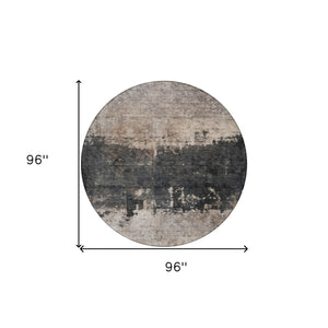 Homeroots 3' Taupe And Charcoal Abstract Washable Area Rug - Stylish, Durable Design For Indoor And Outdoor Use 8' Round Polyester 606130