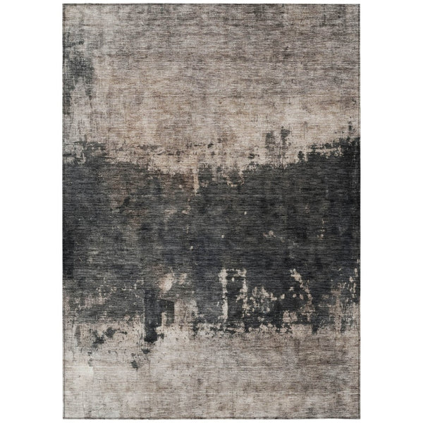 HomeRoots 5' Taupe and Charcoal Abstract Washable Area Rug - Stylish, Durable Design for Indoor/Outdoor Use 10' X 14' 606133