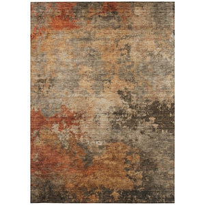 Homeroots 3' Khaki Brown And Copper Abstract Washable Area Rug For Indoor Or Outdoor Spaces, Durable Design 5' X 8' Polyester 606135