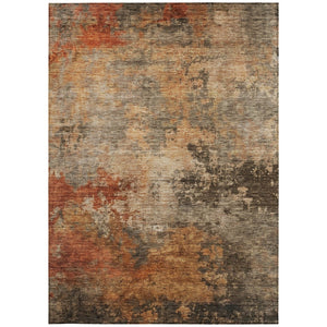 Homeroots 3' Khaki Brown And Copper Abstract Washable Area Rug For Indoor Or Outdoor Spaces, Durable Design 8' X 10' Polyester 606137
