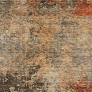 Homeroots 3' Khaki Brown And Copper Abstract Washable Area Rug For Indoor Or Outdoor Spaces, Durable Design 8' X 10' Polyester 606137