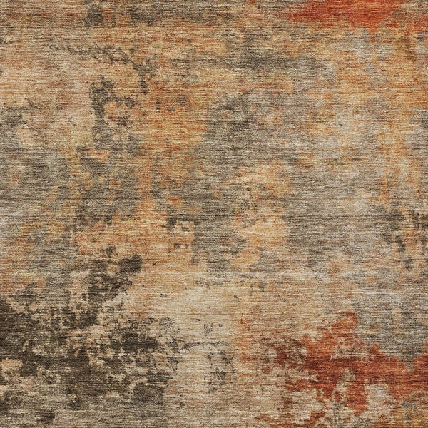 Homeroots 3' Khaki Brown And Copper Abstract Washable Area Rug For Indoor Or Outdoor Spaces, Durable Design 10' X 14' Polyester 606139