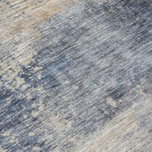 Homeroots 3' Denim Blue And Tan Abstract Washable Area Rug - Stylish, Durably Designed For Indoor And Outdoor Use 8' Round Polyester 606142