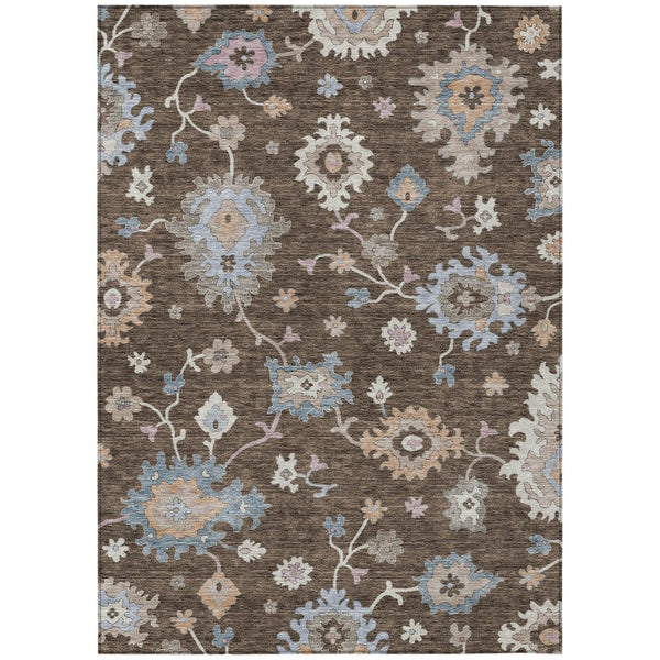 HomeRoots 5' Stylish Floral Washable Rug - Durable Indoor Outdoor Area Rug for High-Traffic Spaces and Easy Care 8' X 10' 606149