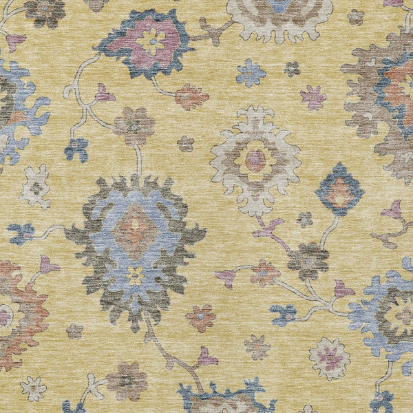 Homeroots 3' Stunning Chocolate Beige And Blue Floral Washable Area Rug For Indoor Or Outdoor Spaces 3' X 5' Polyester 606152