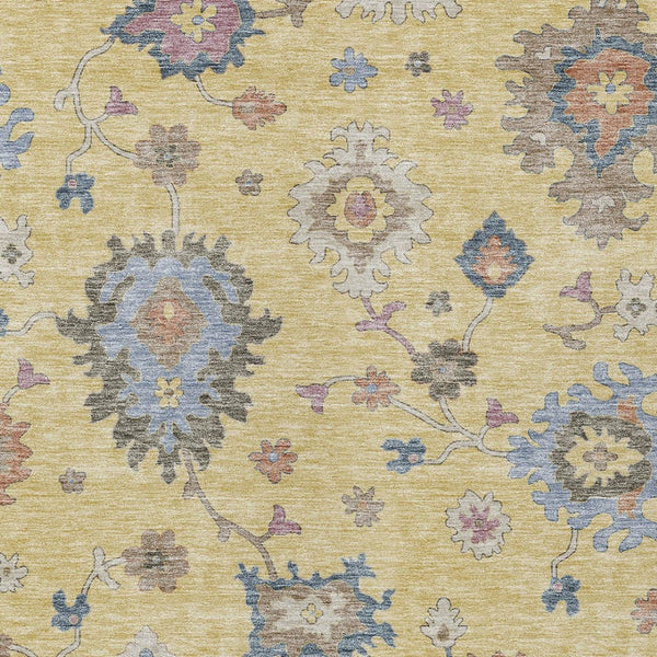 Homeroots 3' Stunning Chocolate Beige And Blue Floral Washable Area Rug For Indoor Or Outdoor Spaces 5' X 8' Polyester 606153