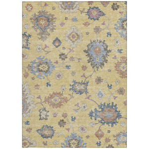 Homeroots 3' Stunning Chocolate Beige And Blue Floral Washable Area Rug For Indoor Or Outdoor Spaces 8' X 10' Polyester 606155