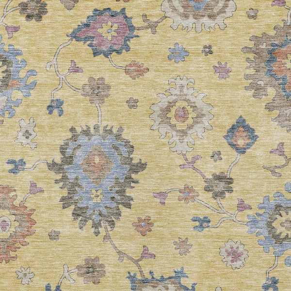 Homeroots 3' Stunning Chocolate Beige And Blue Floral Washable Area Rug For Indoor Or Outdoor Spaces 8' X 10' Polyester 606155