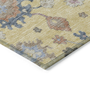 Homeroots 3' Stunning Chocolate Beige And Blue Floral Washable Area Rug For Indoor Or Outdoor Spaces 9' X 12' Polyester 606156