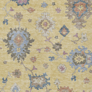 Homeroots 3' Stunning Chocolate Beige And Blue Floral Washable Area Rug For Indoor Or Outdoor Spaces 9' X 12' Polyester 606156
