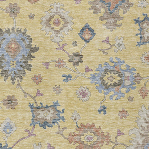 Homeroots 3' Stunning Chocolate Beige And Blue Floral Washable Area Rug For Indoor Or Outdoor Spaces 10' X 14' Polyester 606157