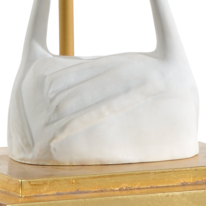 Wildwood Crane Matte White & Antique Gold Leaf Table Lamp — Sculptural Modern-Classic Accent Light For Rooms 60616
