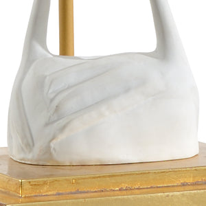Wildwood Crane Matte White & Antique Gold Leaf Table Lamp — Sculptural Modern-Classic Accent Light For Rooms 60616
