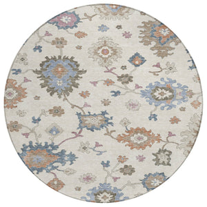 HomeRoots 5' Timeless Floral Indoor Outdoor Area Rug – Durable, Washable, and Perfect for High-Traffic Spaces 8' Round 606160