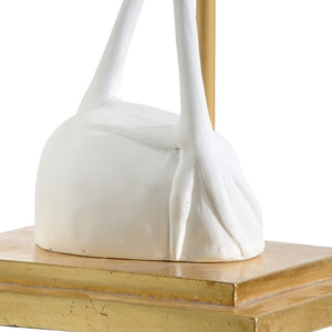 Wildwood Crane Matte White Table Lamp With Antique Gold Leaf Base, Sculptural Slim Ambient Light For Rooms 60617
