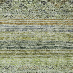 Homeroots 3' Artichoke Green Blue And Black Floral Washable Area Rug For Indoor And Outdoor Spaces 5' X 8' Polyester 606171