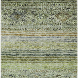 Homeroots 3' Artichoke Green Blue And Black Floral Washable Area Rug For Indoor And Outdoor Spaces 8' X 10' Polyester 606173