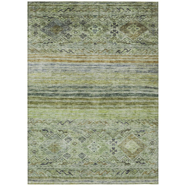 HomeRoots 5' Artichoke Green Blue Black Floral Washable Indoor Outdoor Area Rug for Stylish Living Spaces 8' X 10' 606173