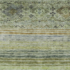 Homeroots 3' Artichoke Green Blue And Black Floral Washable Area Rug For Indoor And Outdoor Spaces 8' X 10' Polyester 606173