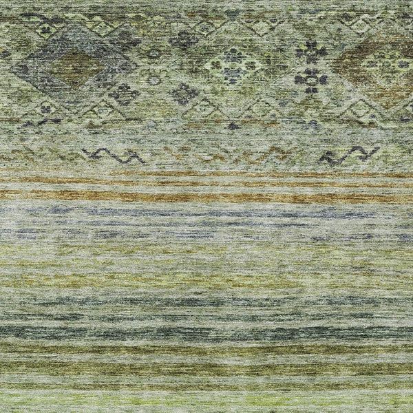 Homeroots 3' Artichoke Green Blue And Black Floral Washable Area Rug For Indoor And Outdoor Spaces 8' X 10' Polyester 606173