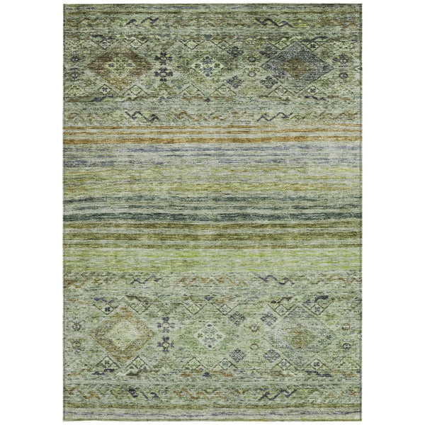 Homeroots 3' Artichoke Green Blue And Black Floral Washable Area Rug For Indoor And Outdoor Spaces 9' X 12' Polyester 606174