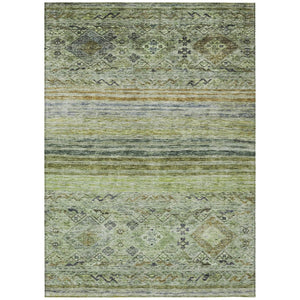 HomeRoots 9' X 12' Washable Indoor/Outdoor Area Rug in Artichoke Green, Blue & Black Floral Design for All Spaces 606174