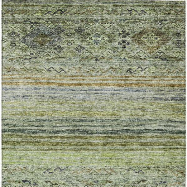 Homeroots 3' Artichoke Green Blue And Black Floral Washable Area Rug For Indoor And Outdoor Spaces 9' X 12' Polyester 606174
