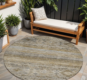 Homeroots 3' Artichoke Green Blue And Black Floral Washable Area Rug For Indoor And Outdoor Spaces 8' Round Polyester 606178