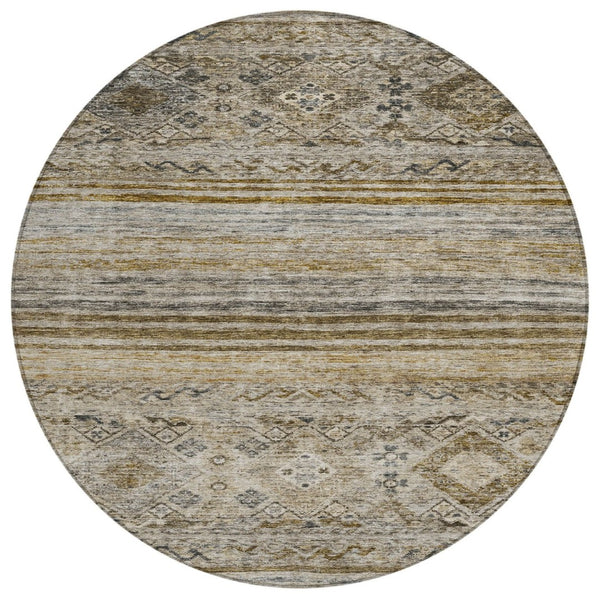 HomeRoots 5' Floral Washable Indoor Outdoor Area Rug – Durable, Stain-Resistant Design for Any Space! 8' Round 606178